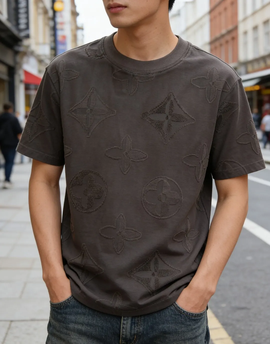 Louis Vuitton/Louis Vuitton 26ss all-over presbyopia jacquard short sleeves